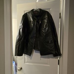 Leather biker jacket. Jessica London. Size 20. Worn once. Black.